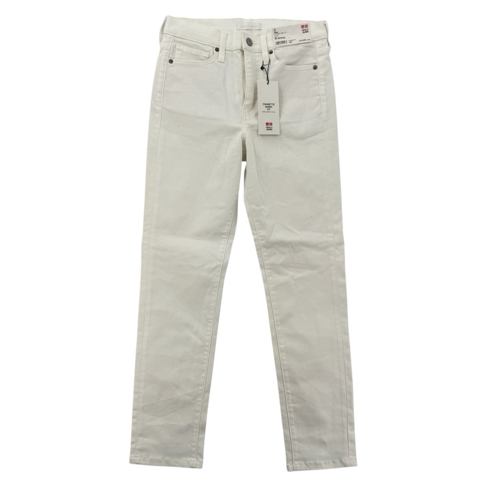 Uniqlo Cigarette Skinny Jeans Womens 25 White High Rise Straight Denim NWT